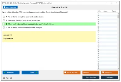 SAP C_C4H420_13 SAP Certified Associate - SAP CPQ Implementation Practice test exam simulator test engine exam Prep practice test questions answers Image 7