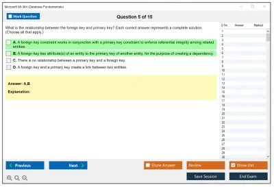 Microsoft 98-364 Database Fundamentals Practice test exam simulator test engine exam Prep practice test questions answers Image 5