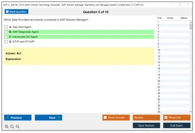 SAP C_SM100_7210 SAP Certified Technology Associate - SAP Solution Manager. Mandatory and Managed System Configuration (7.2 SPS10) Practice test exam simulator test engine exam Prep practice test questions answers Image 5