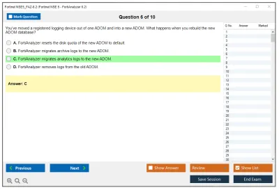 Fortinet NSE5_FAZ-6.2 Fortinet NSE 5 - FortiAnalyzer 6.2 Practice test exam simulator test engine exam Prep practice test questions answers Image 6