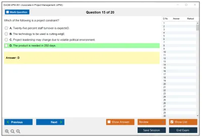GAQM APM-001 Associate in Project Management (APM) Practice test exam simulator test engine exam Prep practice test questions answers Image 15