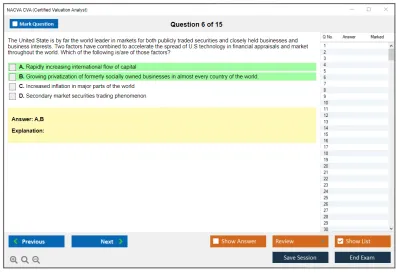 NACVA CVA Certified Valuation Analyst Practice test exam simulator test engine exam Prep practice test questions answers Image 6