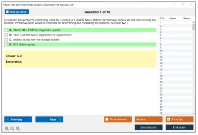 Hitachi HH0-250 Hitachi Data Systems Implementer File Services-NAS Practice test exam simulator test engine exam Prep practice test questions answers Image 1