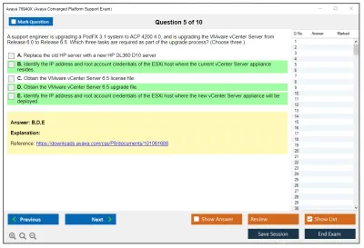 Avaya 76940X Avaya Converged Platform Support Exam Practice test exam simulator test engine exam Prep practice test questions answers Image 5