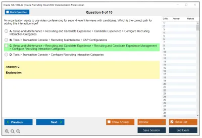 Oracle 1z0-1069-22 Oracle Recruiting Cloud 2022 Implementation Professional Practice test exam simulator test engine exam Prep practice test questions answers Image 6