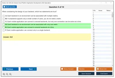 Oracle 1z0-1043-20 Oracle Cloud Platform Application Development 2020 Specialist Practice test exam simulator test engine exam Prep practice test questions answers Image 5