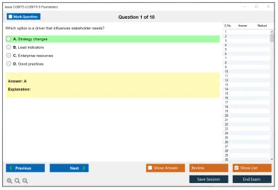 Isaca COBIT5 COBIT 5 Foundation Exam Practice test exam simulator test engine exam Prep practice test questions answers Image 1
