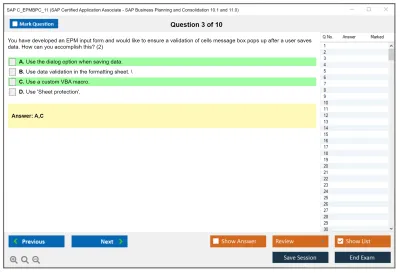 SAP C_EPMBPC_11 SAP Certified Application Associate - SAP Business Planning and Consolidation 10.1 and 11.0 Practice test exam simulator test engine exam Prep practice test questions answers Image 3