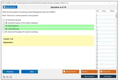 SAP C_BOBIP_43 SAP Certified Application AssociateSAP BusinessObjects Business Intelligence Platform 4.3 Practice test exam simulator test engine exam Prep practice test questions answers Image 4