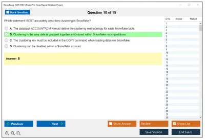 Snowflake COF-R02 SnowPro Core Recertification Exam Practice test exam simulator test engine exam Prep practice test questions answers Image 10
