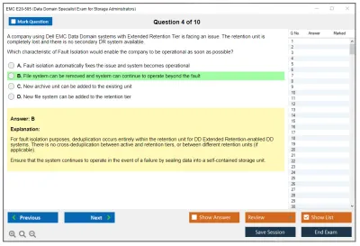 EMC E20-585 Data Domain Specialist Exam for Storage Administrators Practice test exam simulator test engine exam Prep practice test questions answers Image 4