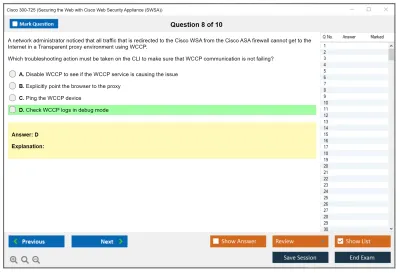 Cisco 300-725 Securing the Web with Cisco Web Security Appliance (300-725 SWSA) Practice test exam simulator test engine exam Prep practice test questions answers Image 8