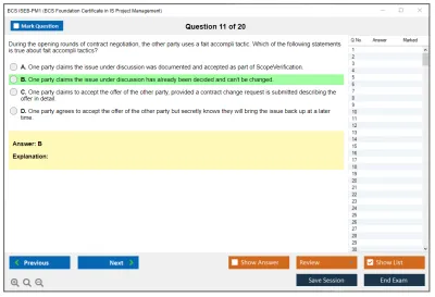 BCS ISEB-PM1 BCS Foundation Certificate in IS Project Management Practice test exam simulator test engine exam Prep practice test questions answers Image 11
