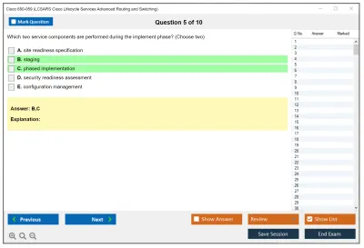 Cisco 650-059 Cisco Lifecycle Services Advanced Routing and Switching (LCSARS) Practice test exam simulator test engine exam Prep practice test questions answers Image 5