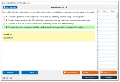 CompTIA CLO-002 CompTIA Cloud Essentials+ Practice test exam simulator test engine exam Prep practice test questions answers Image 9