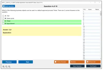 SAP C_C4H410_21 SAP Certified Associate - Implementation Consultant - SAP Sales Cloud Practice test exam simulator test engine exam Prep practice test questions answers Image 4