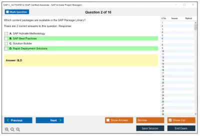 SAP C_ACTIVATE12 SAP Certified Associate - SAP Activate Project Manager Practice test exam simulator test engine exam Prep practice test questions answers Image 2