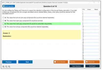 SAP C_THR96_2211 SAP Certified Application AssociateSAP SuccessFactors Workforce Analytics Technical Consultant 1H/2022 Practice test exam simulator test engine exam Prep practice test questions answers Image 8