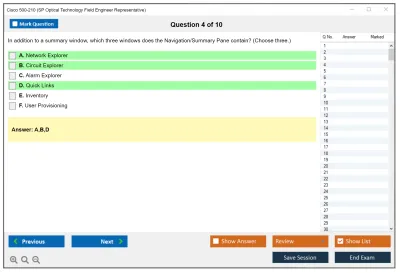 Cisco 500-210 SP Optical Technology Field Engineer Representative Practice test exam simulator test engine exam Prep practice test questions answers Image 4