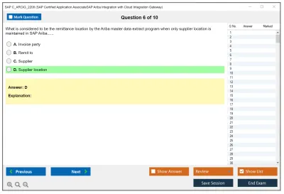 SAP C_ARCIG_2208 SAP Certified Application AssociateSAP Ariba Integration with Cloud Integration Gateway Practice test exam simulator test engine exam Prep practice test questions answers Image 6