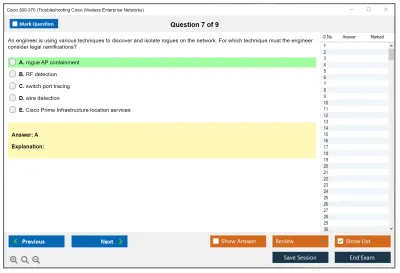 Cisco 300-370 Troubleshooting Cisco Wireless Enterprise Networks Practice test exam simulator test engine exam Prep practice test questions answers Image 7