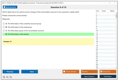 SAP C_TFIN52_67 SAP Certified Associate - Financial Accounting with SAP ERP 6.0 EhP7 Practice test exam simulator test engine exam Prep practice test questions answers Image 6