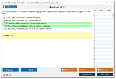 Avaya 7241X Avaya Equinox™ Solution with Avaya AuraÂ® Collaboration Applications Support Exam Practice test exam simulator test engine exam Prep practice test questions answers Image 2