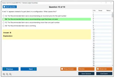Oracle 1z0-516 Oracle EBS R12.1 General Ledger Essentials Practice test exam simulator test engine exam Prep practice test questions answers Image 10