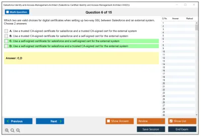 Salesforce Identity-and-Access-Management-Architect Salesforce Certified Identity and Access Management Architect Practice test exam simulator test engine exam Prep practice test questions answers Image 6