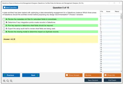Salesforce Data-Architecture-And-Management-Designer Salesforce Certified Data Architecture and Management Designer Practice test exam simulator test engine exam Prep practice test questions answers Image 5