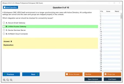 VMware 2V0-61.20 VMware Professional Workspace ONE Exam Practice test exam simulator test engine exam Prep practice test questions answers Image 9