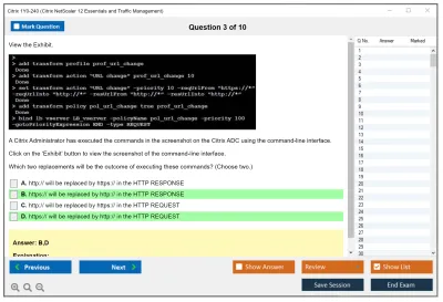 Citrix 1Y0-240 Citrix NetScaler 12 Essentials and Traffic Management Practice test exam simulator test engine exam Prep practice test questions answers Image 3