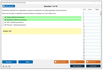 Android AND-802 Android Security Essentials Practice test exam simulator test engine exam Prep practice test questions answers Image 1