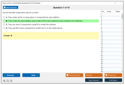 Oracle 1z0-441 Oracle Mobile Development 2015 Essentials Practice test exam simulator test engine exam Prep practice test questions answers Image 7