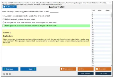Test Prep ASVAB-Test Armed Services Vocational Aptitude Battery Test: General Science, Arithmetic Reasoning, Word Knowledge, Paragraph Comprehension, Mathematics Knowledge, Electronics Information, Automotive & Shop Information, Mechanical Comprehension, Assembling Objects Practice test exam simulator test engine exam Prep practice test questions answers Image 19