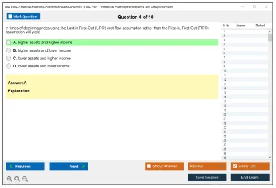 IMA CMA-Financial-Planning-Performance-and-Analytics CMA Part 1: Financial Planning - Performance and Analytics Exam Practice test exam simulator test engine exam Prep practice test questions answers Image 4
