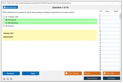 SAP C_TS422_2021 SAP Certified Associate - SAP S/4HANA Production Planning and Manufacturing Practice test exam simulator test engine exam Prep practice test questions answers Image 1