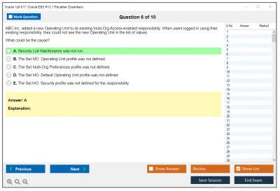 Oracle 1z0-517 Oracle EBS R12.1 Payables Essentials Practice test exam simulator test engine exam Prep practice test questions answers Image 6