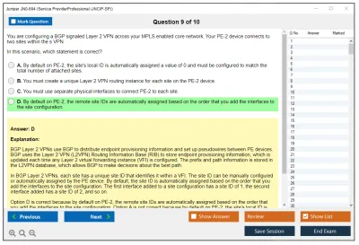 Juniper JN0-664 Service Provider Professional (JNCIP-SP) Practice test exam simulator test engine exam Prep practice test questions answers Image 9