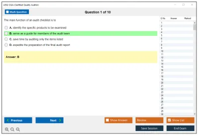 ASQ CQA Certified Quality Auditor Practice test exam simulator test engine exam Prep practice test questions answers Image 1