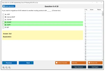 Cisco 300-101 CCNP Implementing Cisco IP Routing (ROUTE v2.0) Practice test exam simulator test engine exam Prep practice test questions answers Image 6
