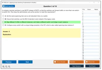 HP HPE6-A41 Applying Aruba Switching Fundamentals for Mobility Practice test exam simulator test engine exam Prep practice test questions answers Image 3