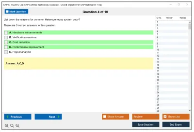 SAP C_TADM70_22 SAP Certified Technology Associate - OS/DB Migration for SAP NetWeaver 7.52 Practice test exam simulator test engine exam Prep practice test questions answers Image 4