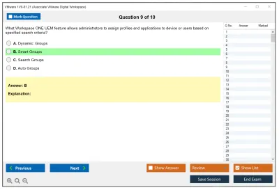 VMware 1V0-61.21 Associate VMware Digital Workspace Practice test exam simulator test engine exam Prep practice test questions answers Image 9