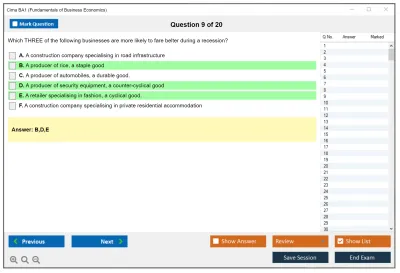 Cima BA1 Fundamentals of Business Economics Practice test exam simulator test engine exam Prep practice test questions answers Image 9