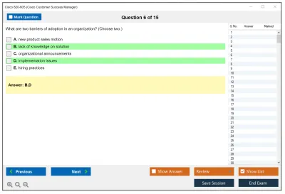 Cisco 820-605 Cisco Customer Success Manager (CSM) Practice test exam simulator test engine exam Prep practice test questions answers Image 6