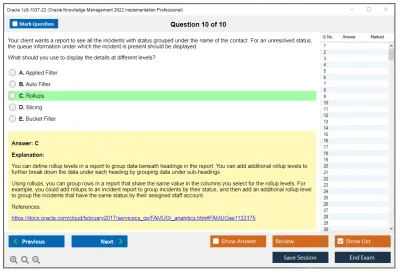 Oracle 1z0-1037-22 Oracle Knowledge Management 2022 Implementation Professional Practice test exam simulator test engine exam Prep practice test questions answers Image 10