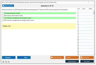 SAP C_TS410_1809 SAP Certified Application Associate - Business Process Integration with SAP S/4HANA 1809 Practice test exam simulator test engine exam Prep practice test questions answers Image 5