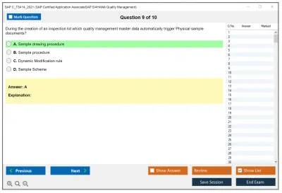 SAP C_TS414_2021 SAP Certified Application AssociateSAP S/4HANA Quality Management Practice test exam simulator test engine exam Prep practice test questions answers Image 9