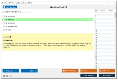Test Prep HSPT-Test High School Placement Test Practice test exam simulator test engine exam Prep practice test questions answers Image 20
